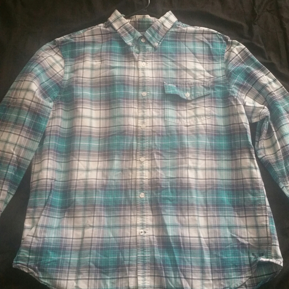 American Eagle Men's XXL Plaid Long Sleeve Tshirt